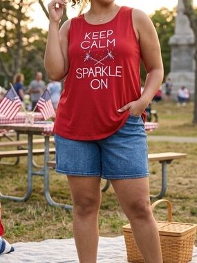Apt. 9 "Keep Calm Sparkle On" Graphic Tank Top - Size XXL